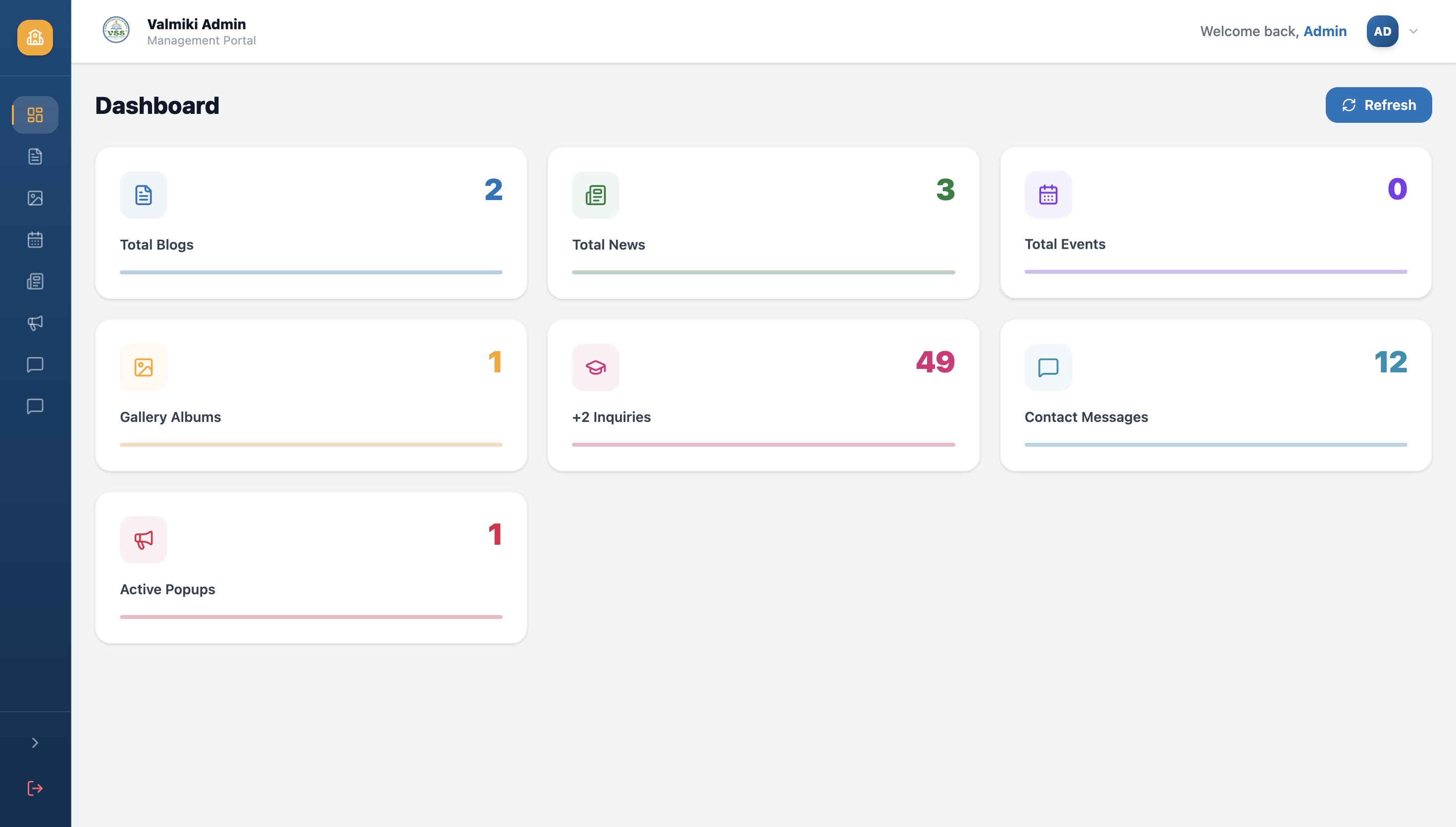 Admin Dashboard — Web Application website by full stack developer Bikash Acharya
