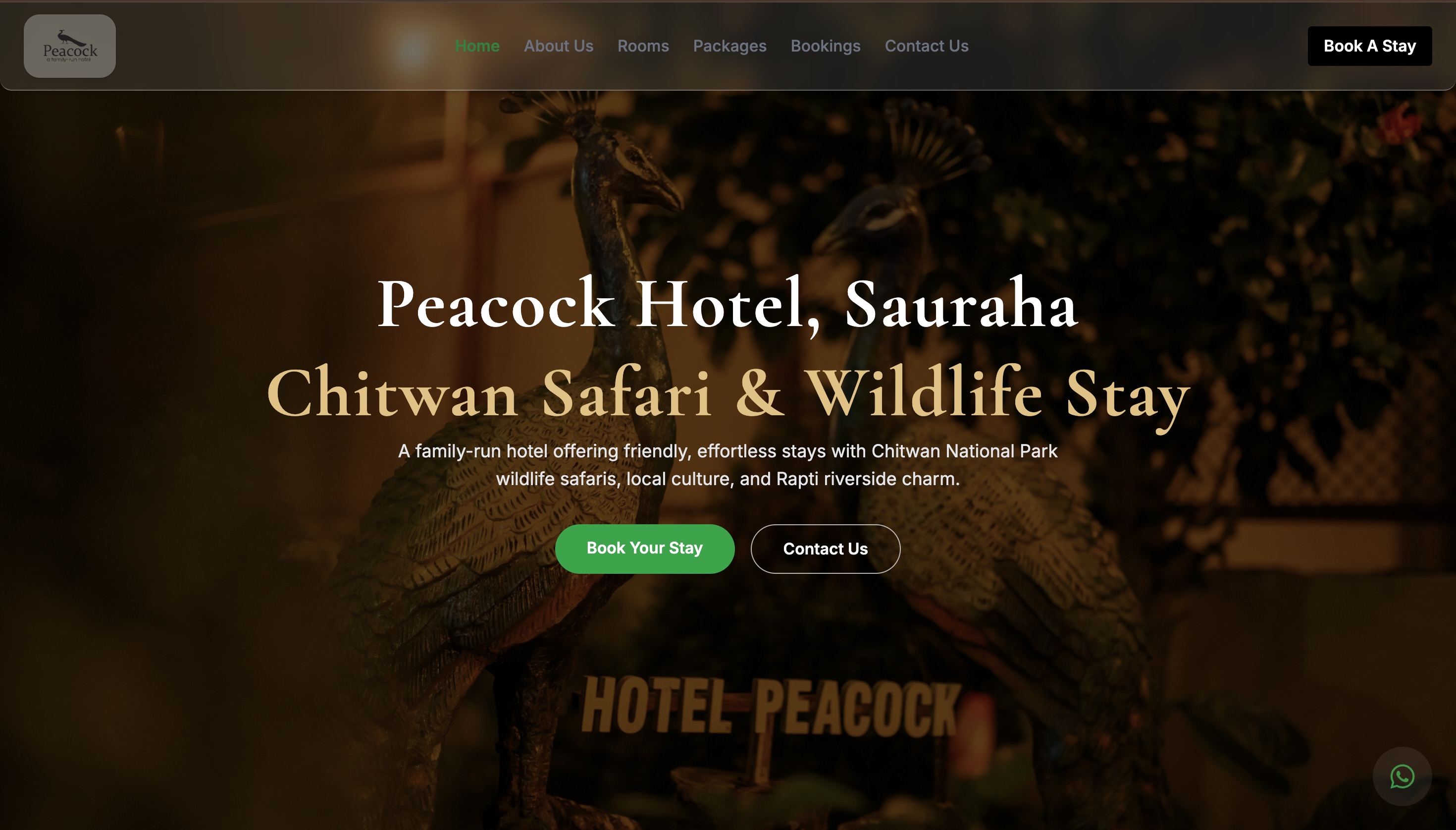 Hotel Peacock, Sauraha — Hospitality website built by Bikash Acharya