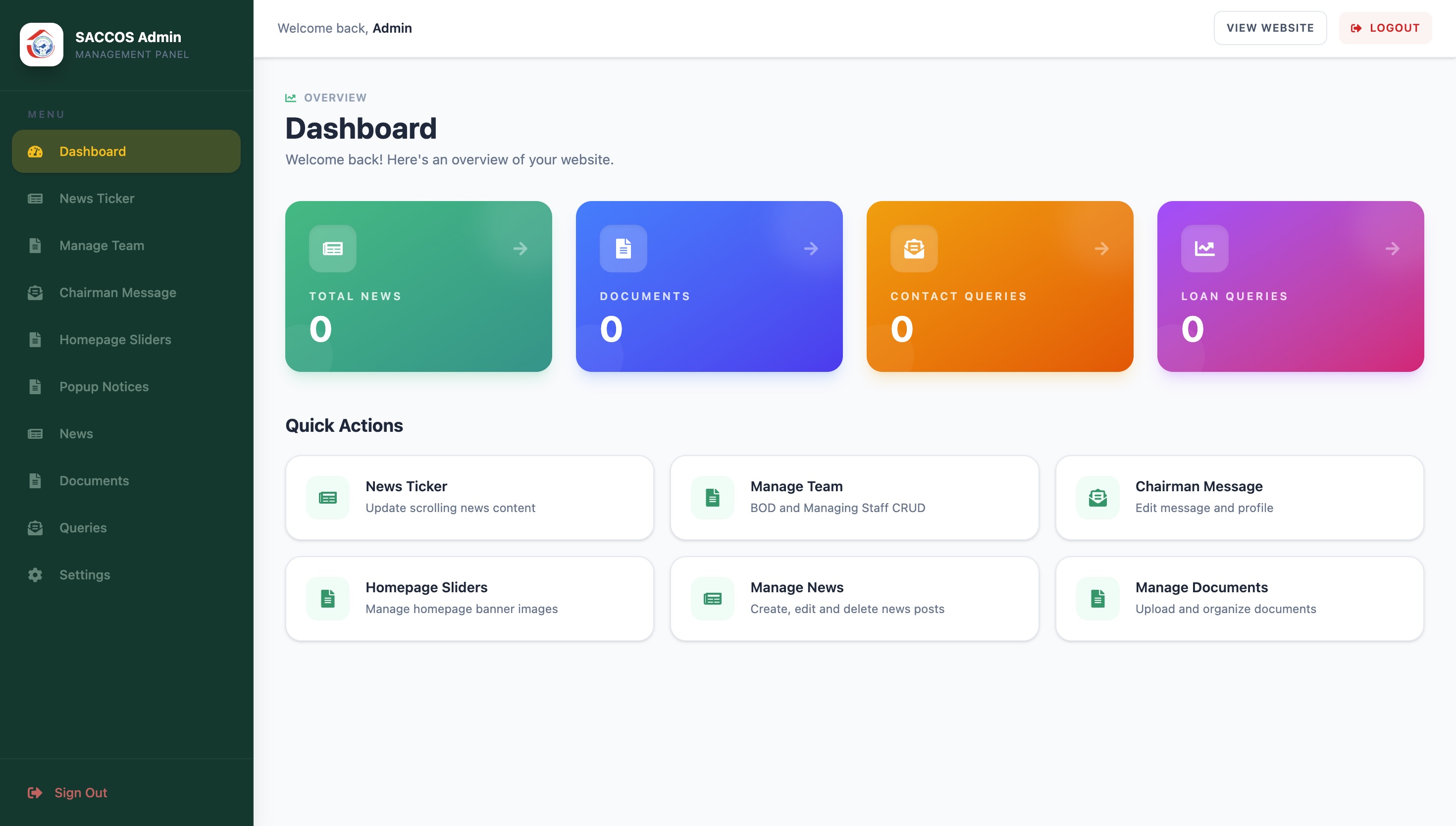 SACCOS Management Dashboard — Web Application website by full stack developer Bikash Acharya