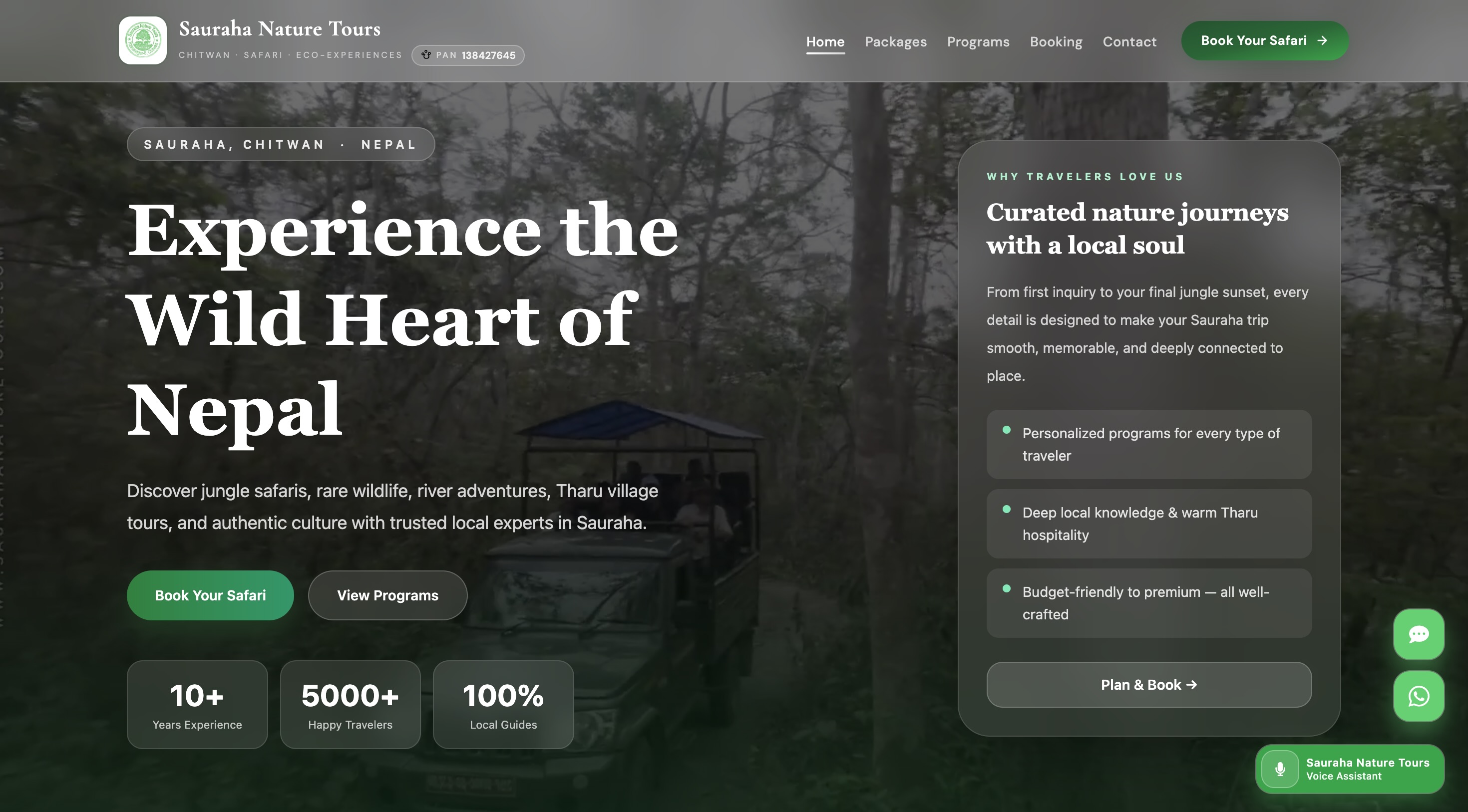 Sauraha Nature Tours — Travel & Tourism website by full stack developer Bikash Acharya